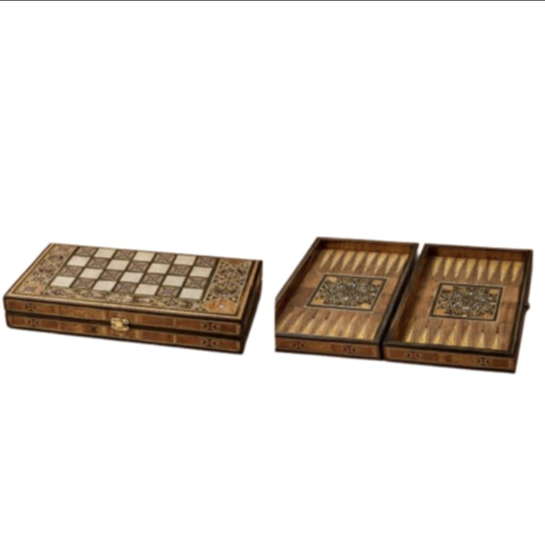 Wooden Chess & Backgammon Board Game