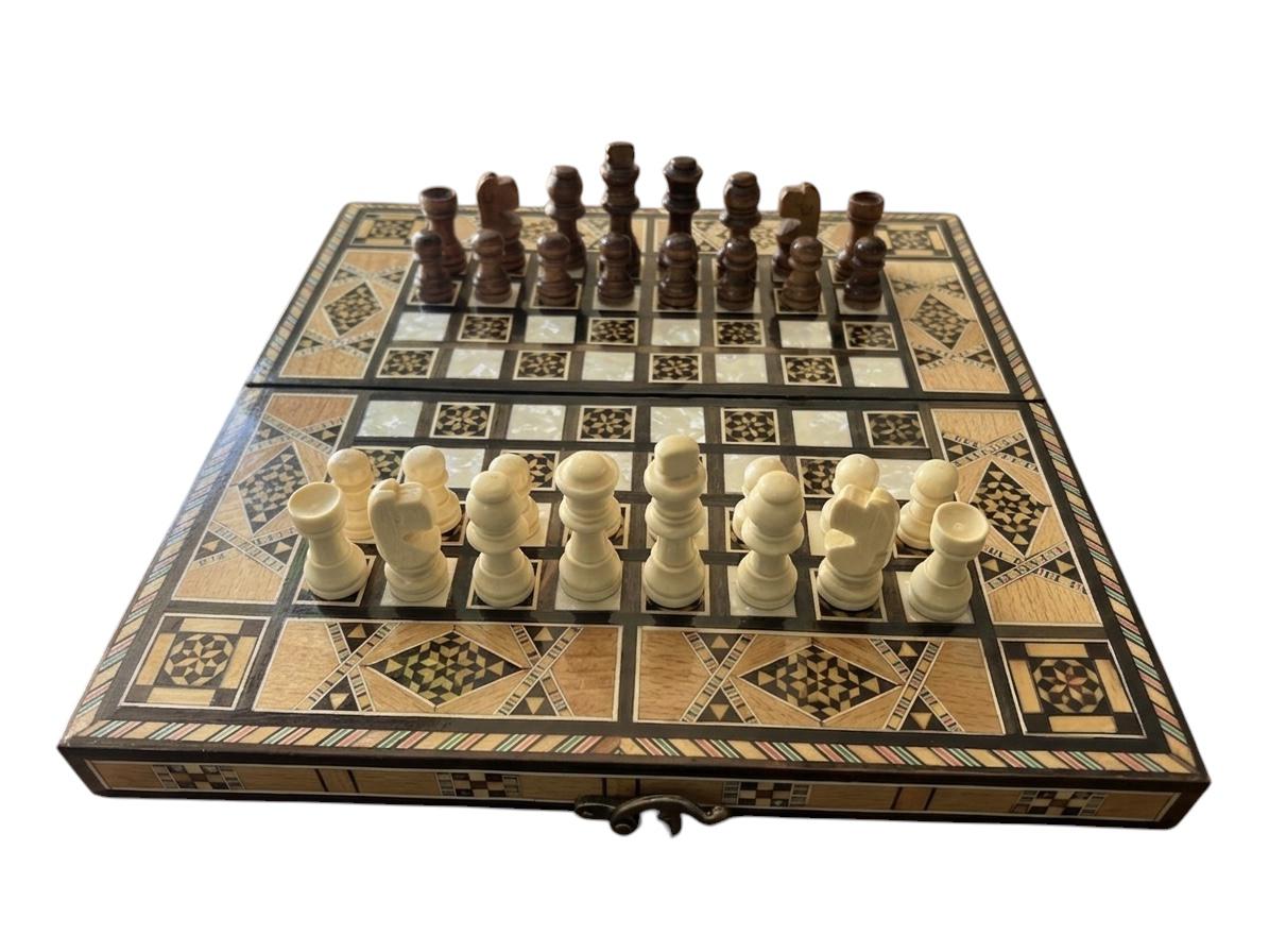 Wooden Chess & Backgammon Board Game