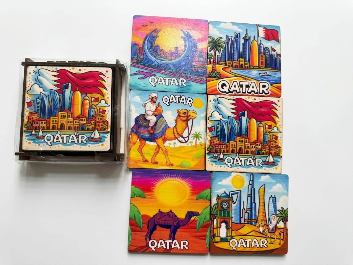 حصيرات أكواب تذكارية من قطر