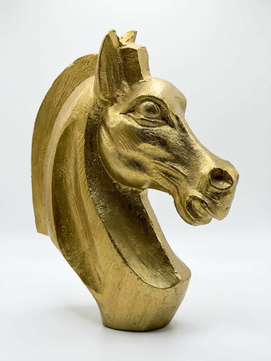 Golden Horse Head Sculpture