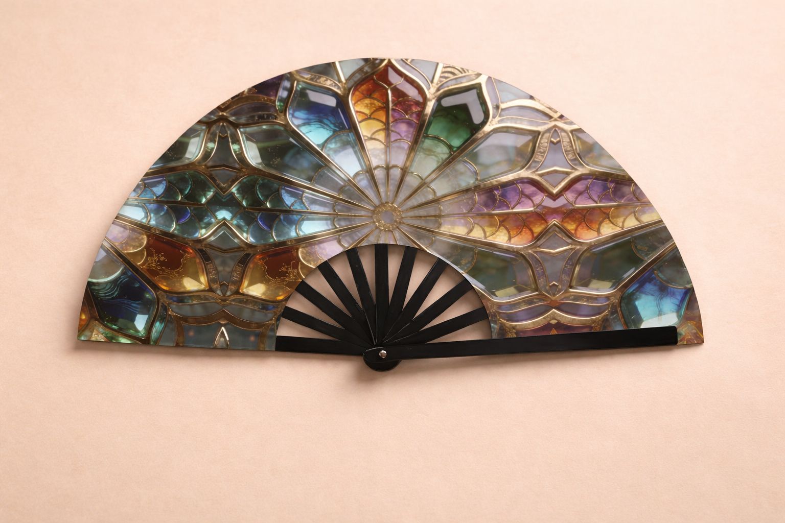 Luxury Stained Glass Folding Fan