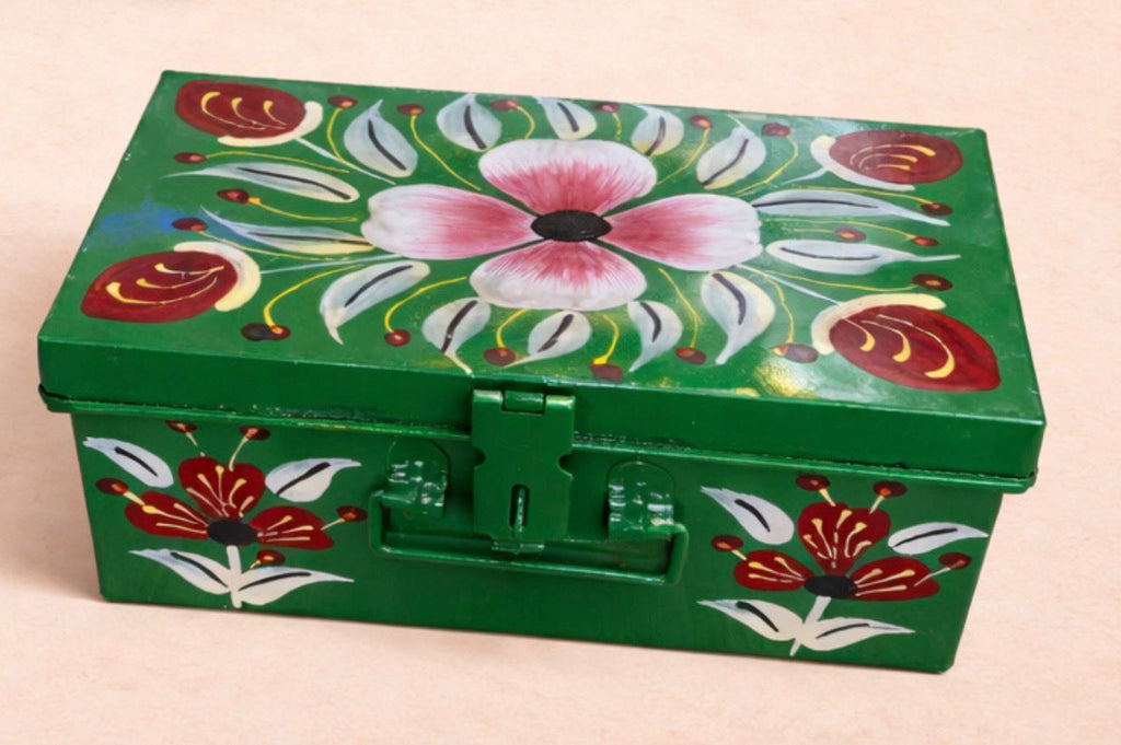Floral Metal Storage Box –
