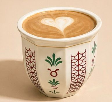 Artisan Latte Coffee Cup with Pattern Design