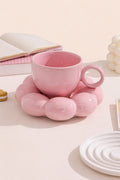 Pink Bubble Ceramic Cup with Sculpted Saucer