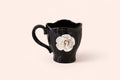 Black Ceramic Mug with 3D Flower Design