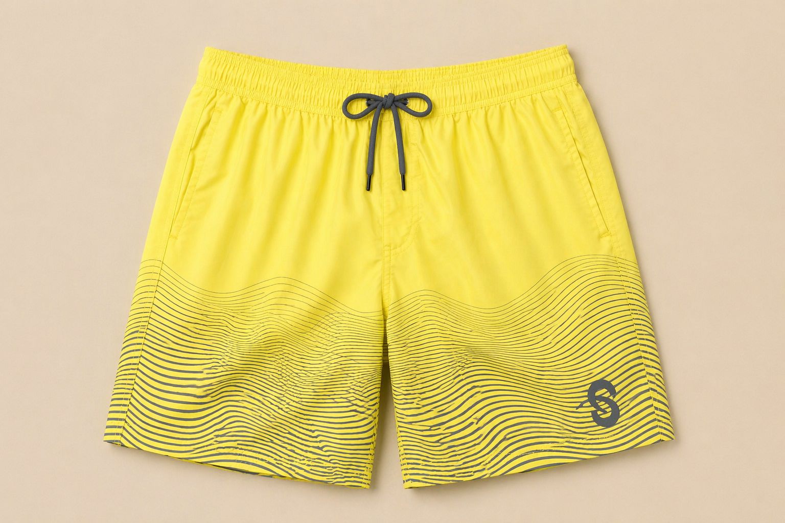 Yellow Wave Pattern Shorts