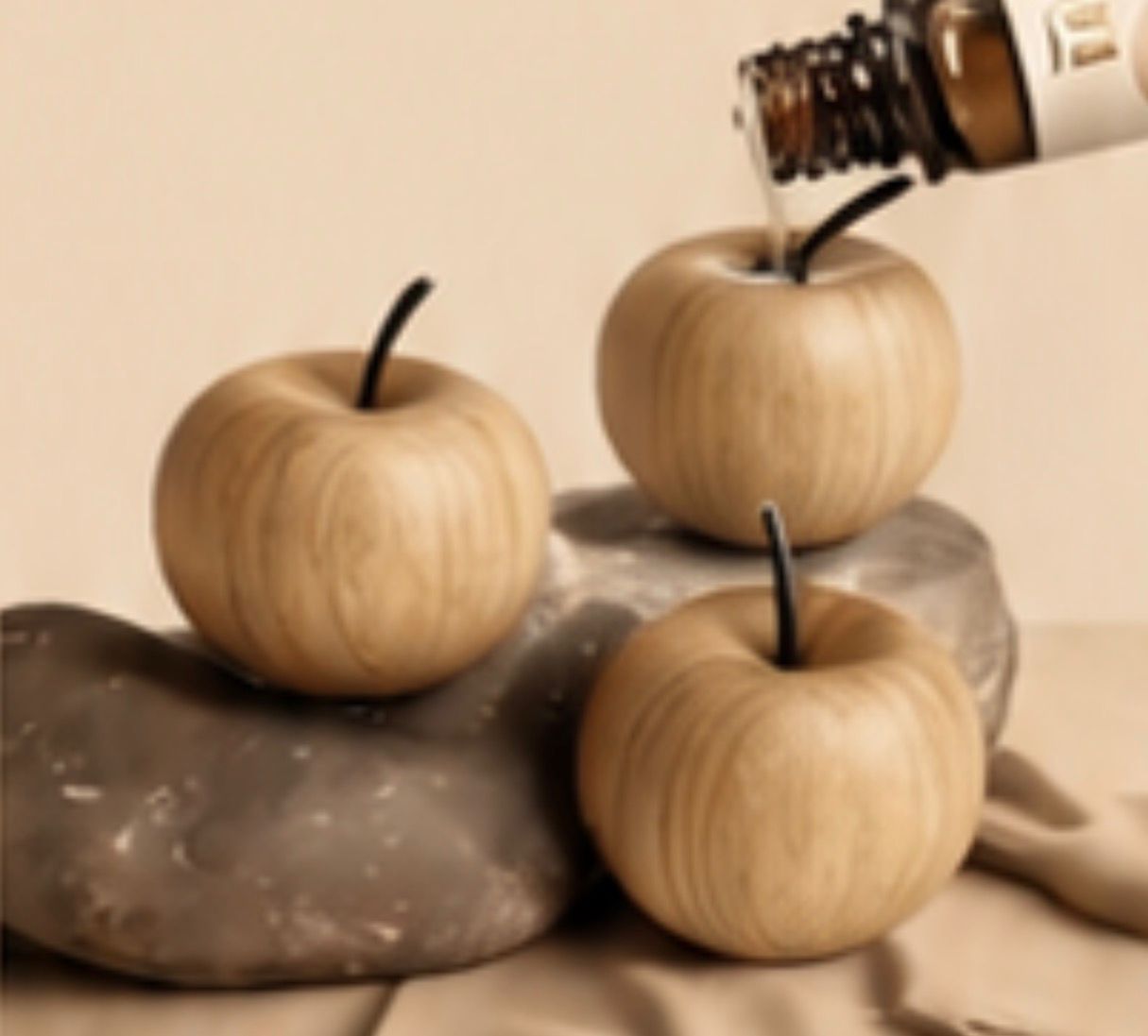 Wooden Apple Aroma Diffuser Set