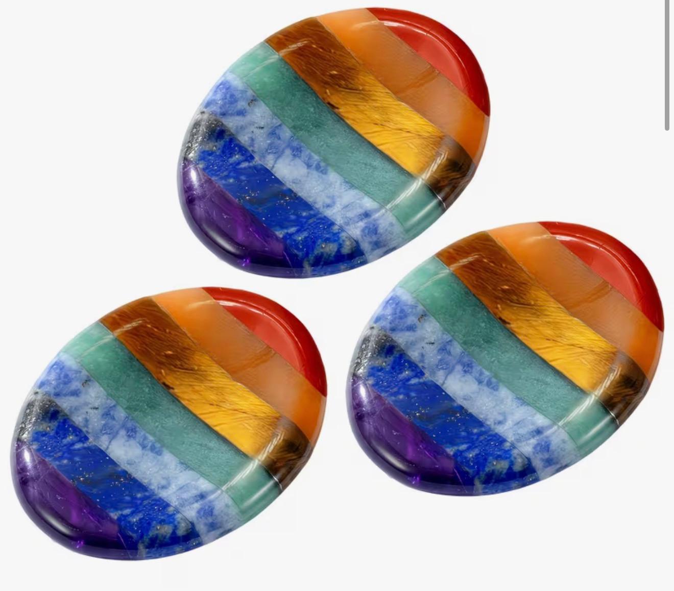 Rainbow Crystal Palm Stone Set