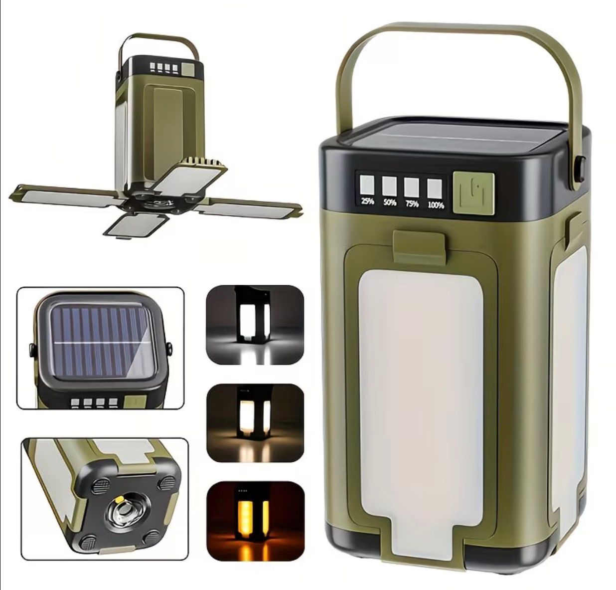 Portable Rechargeable Solar Camping Lantern with Multi-Light Modes