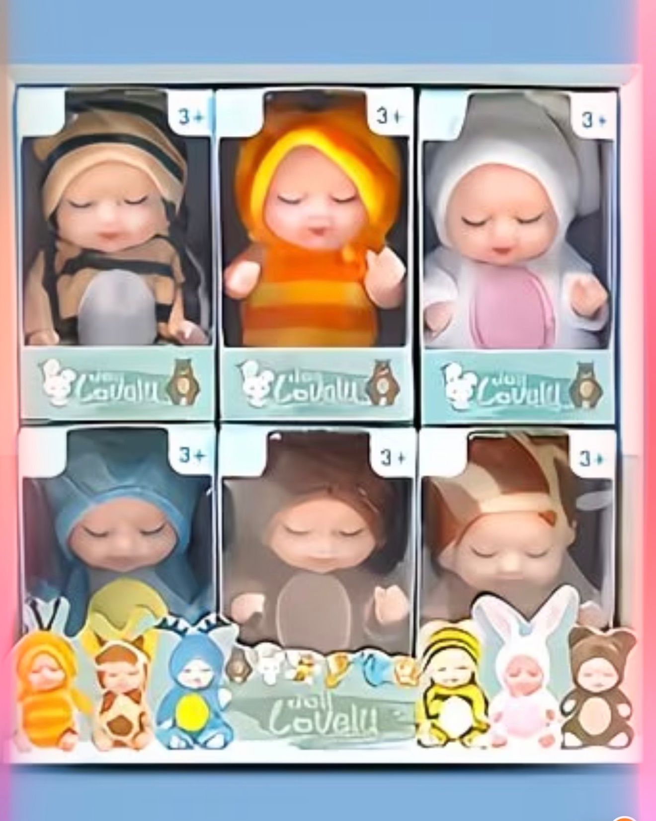 Cute Sleeping Baby Doll – Animal Costume Mini Figure (Random Design)