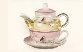 Elegant Magpie Bird Tea Cup Set with Teapot – Glass & Ceramic Tea Set