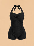 Elegant Halter One-Piece Swimsuit