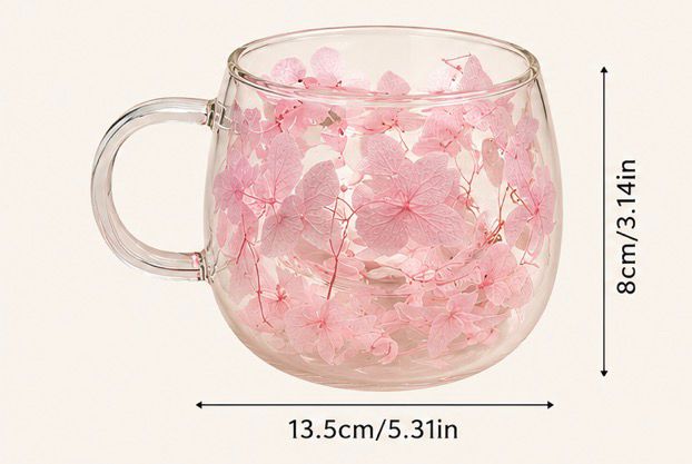 Pink Floral Glass Mug