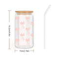 Pink Bow Glass Can Cup Set