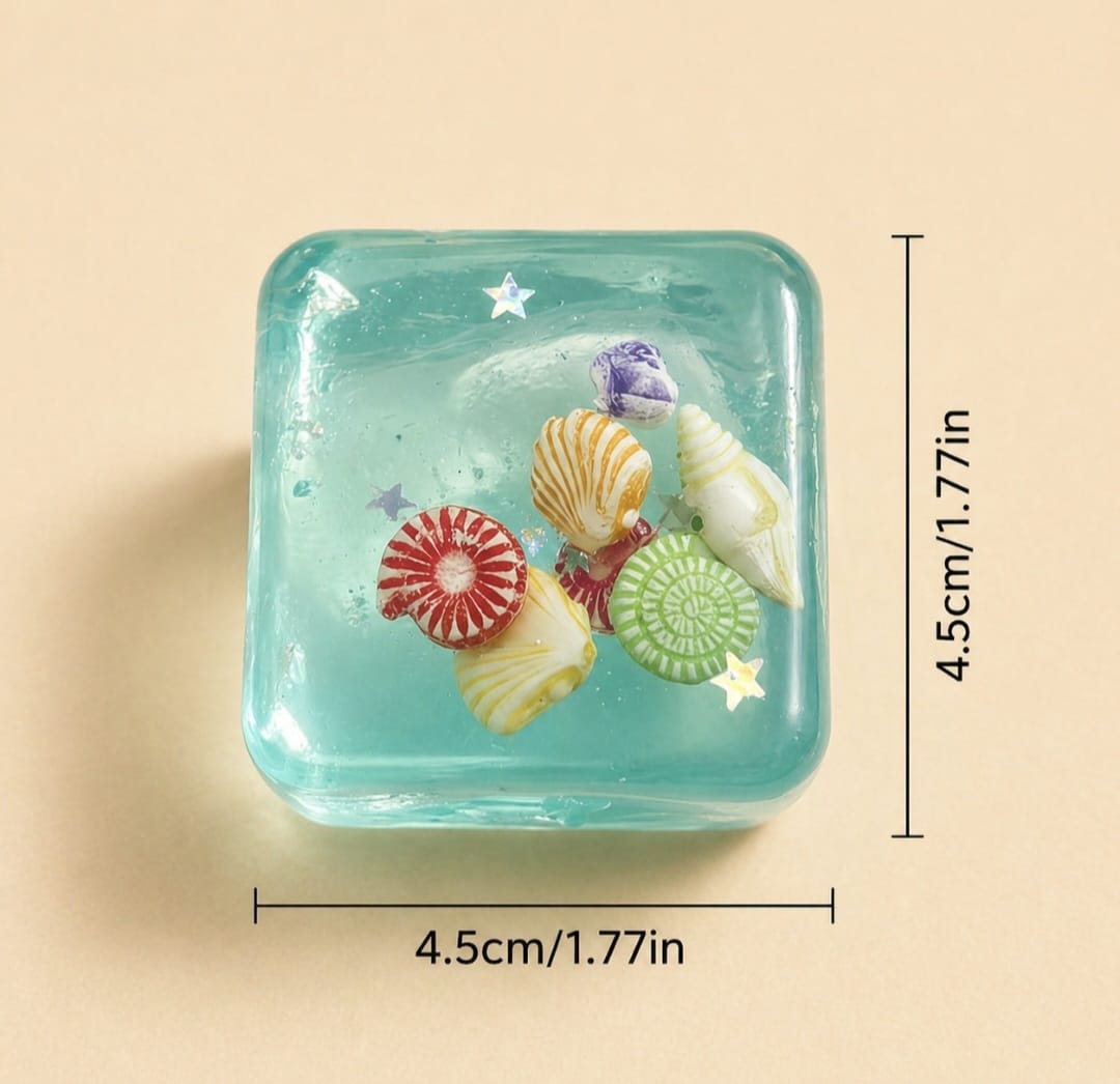 Ocean Shell Jelly Squishy Cube 4.5cm Stress Relief Toy