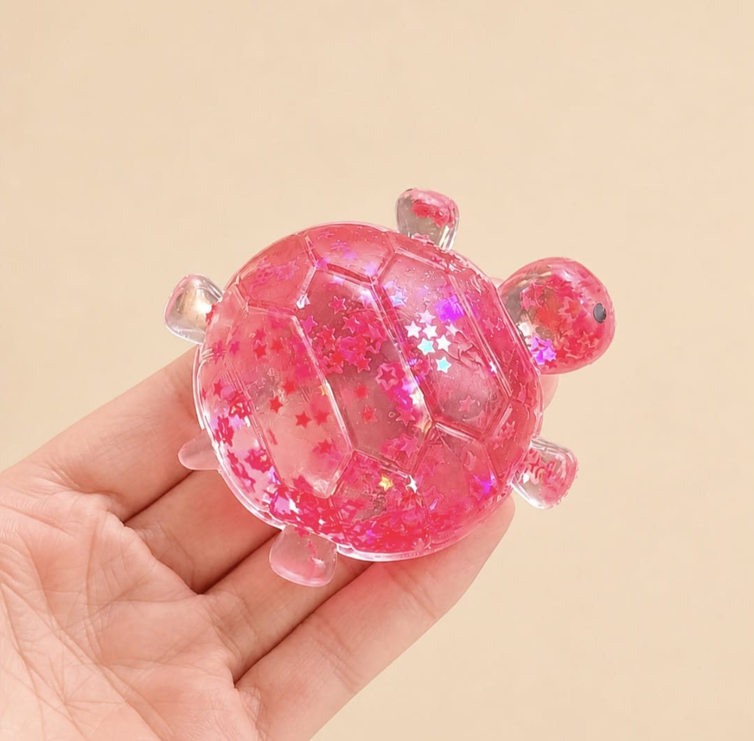 Glitter Squishy Turtle Toy Pink