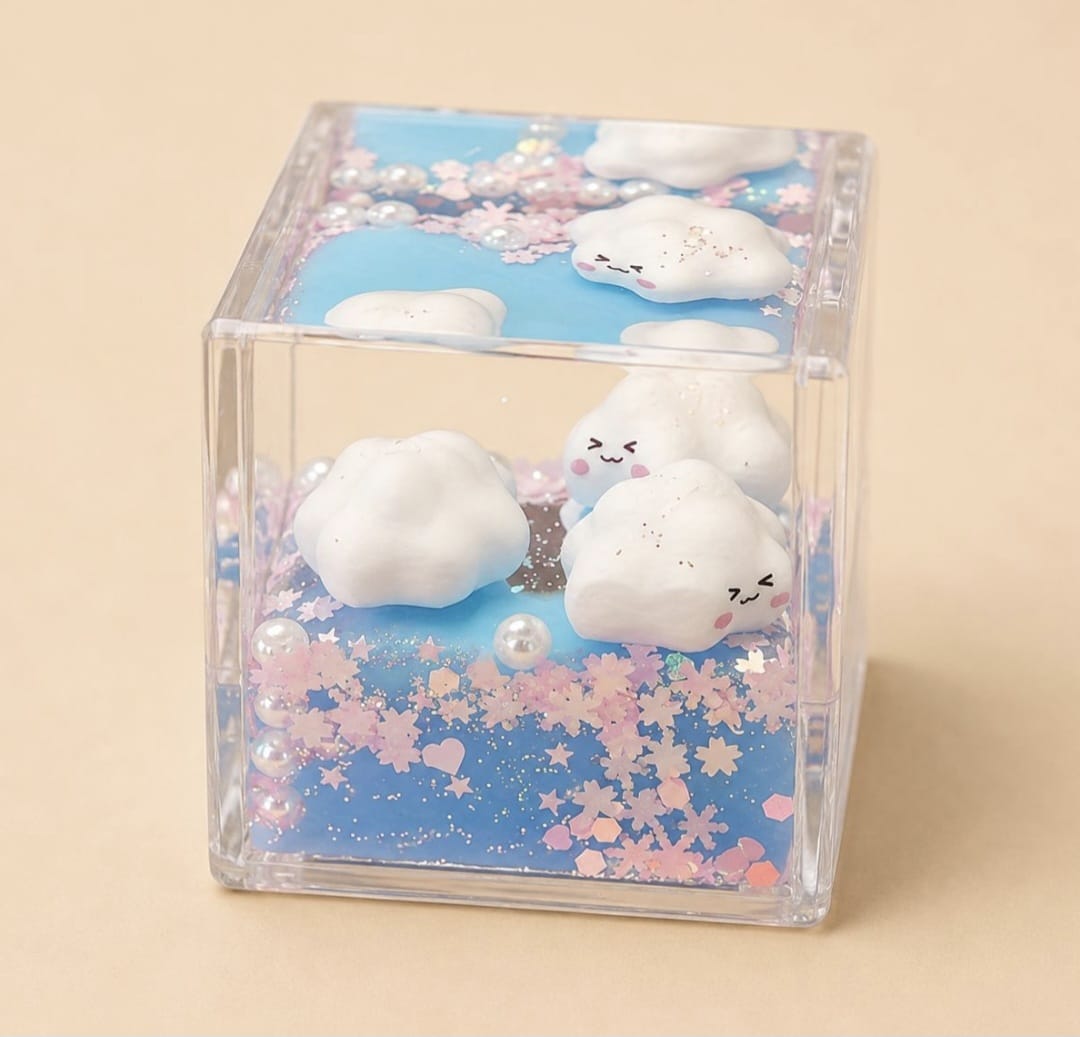 Kawaii Cloud Glitter Cube