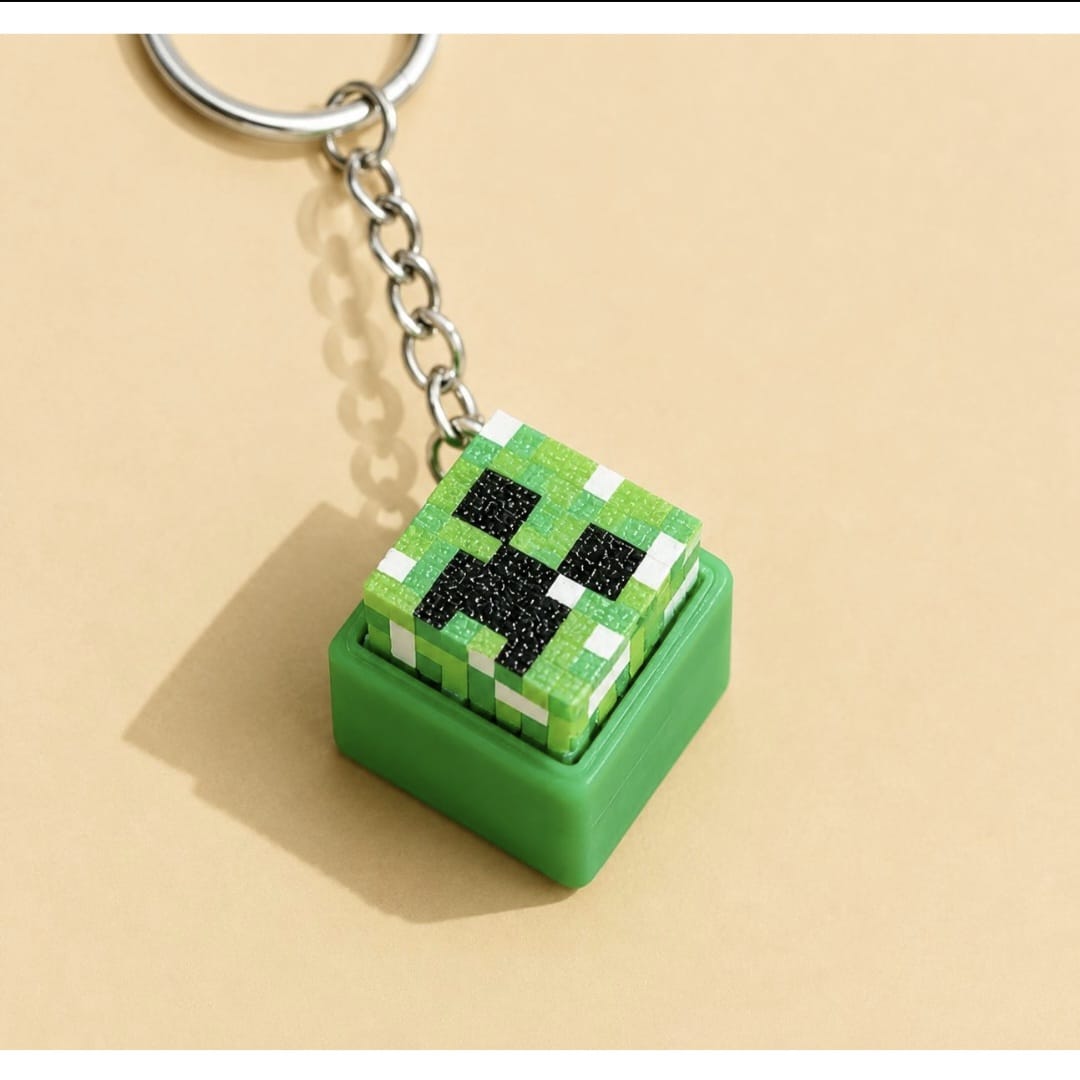 Pixel Creeper Clicking Keychain