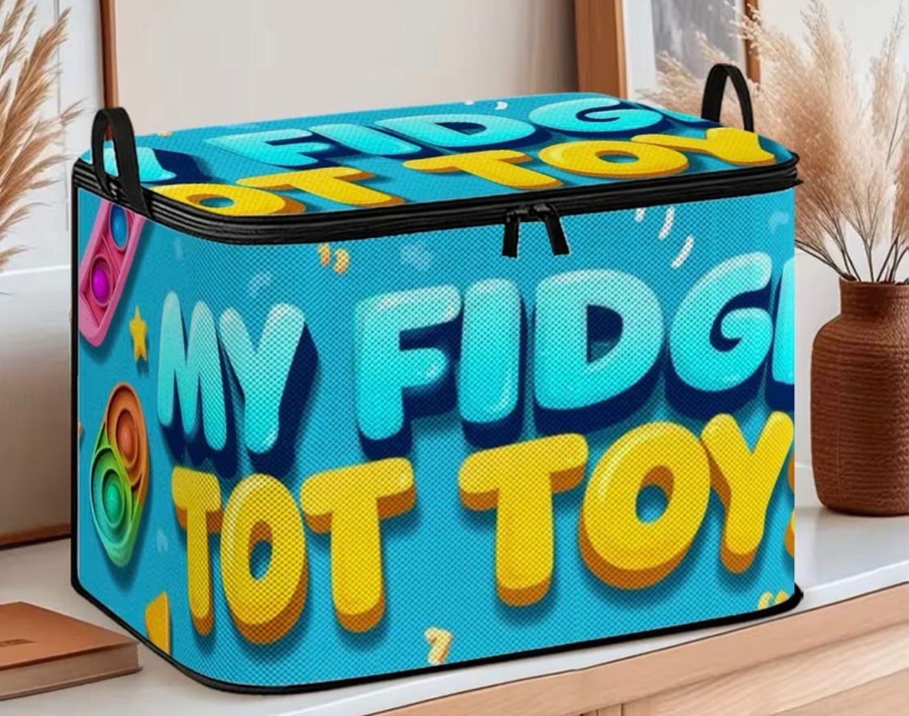 My Fidget Toy Large Storage Box – Foldable Toy Organizer with Lid & Handles