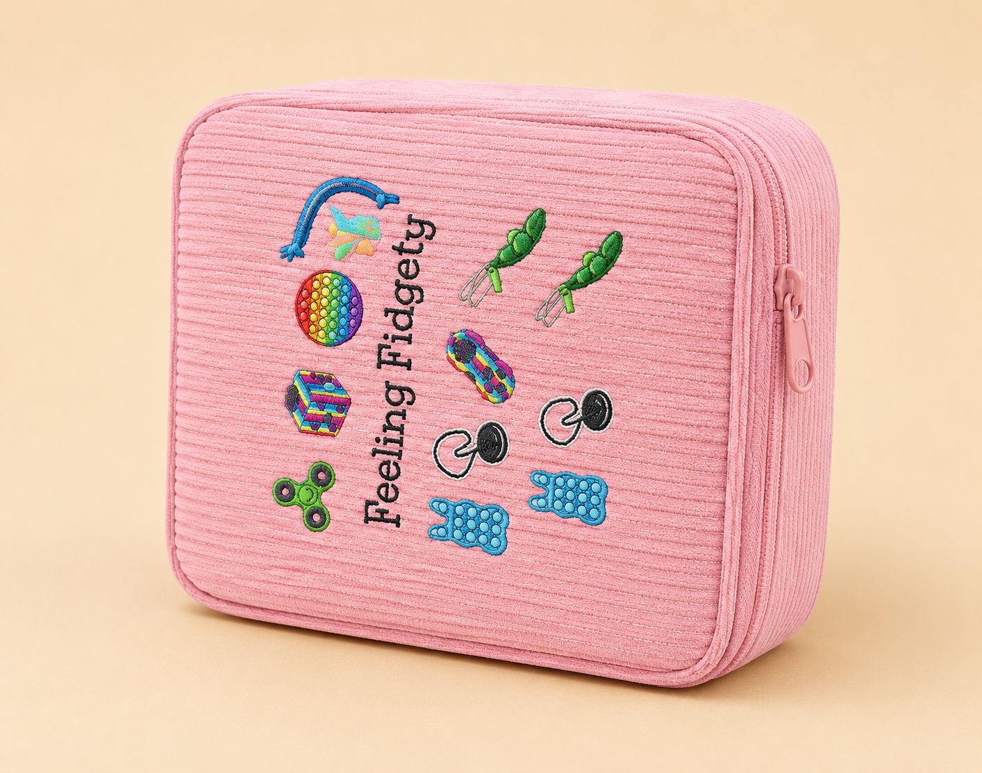 Fidgety Pop-It Toy Storage Case – Pink Sensory Fidget Organizer Bag for Kids & Adults