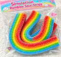 🌈 Rainbow Candy Strip Squishy – Colorful Sensory Stress Relief Toy