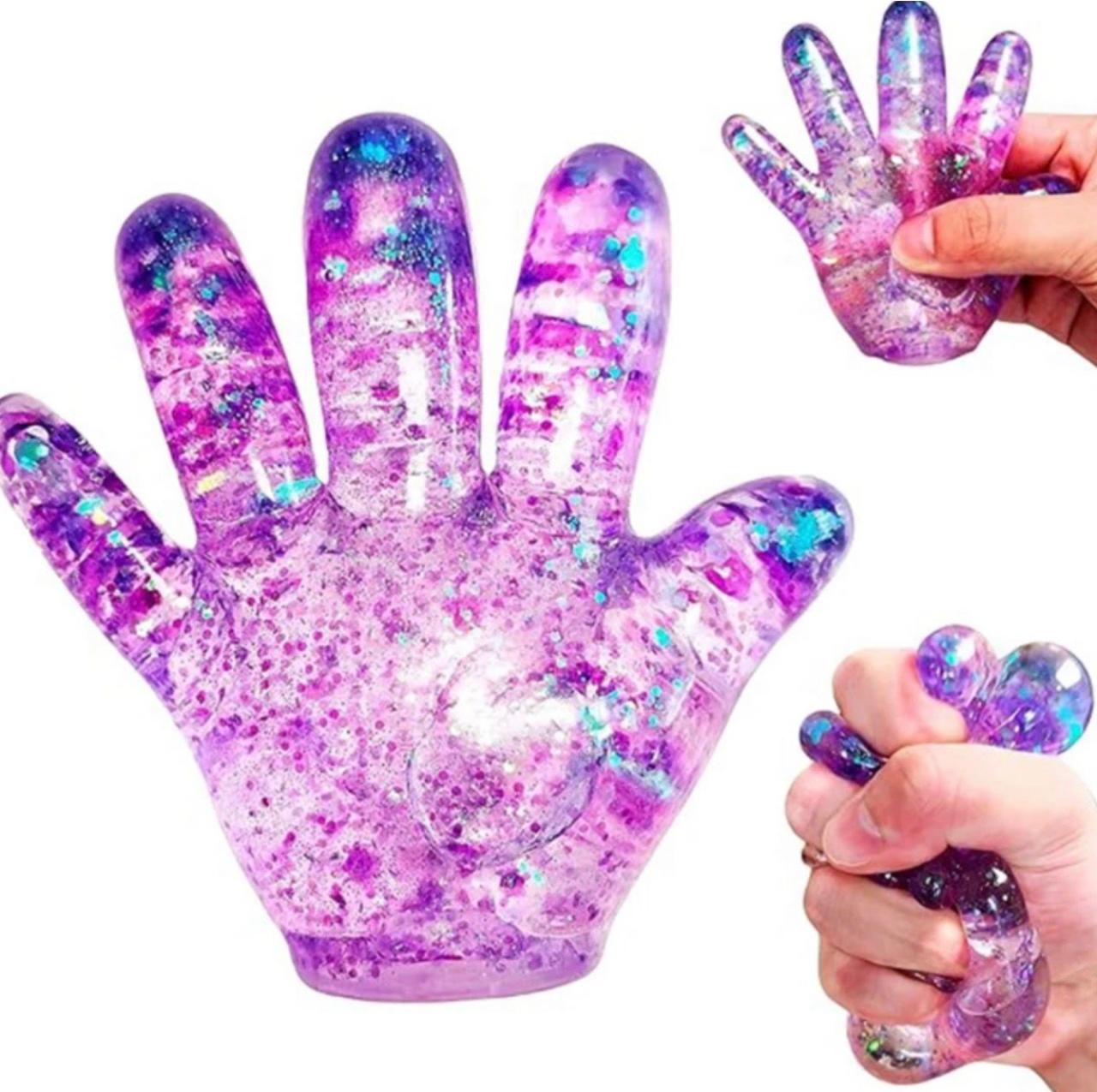 ‏Galaxy Glitter Squishy Hand Toy