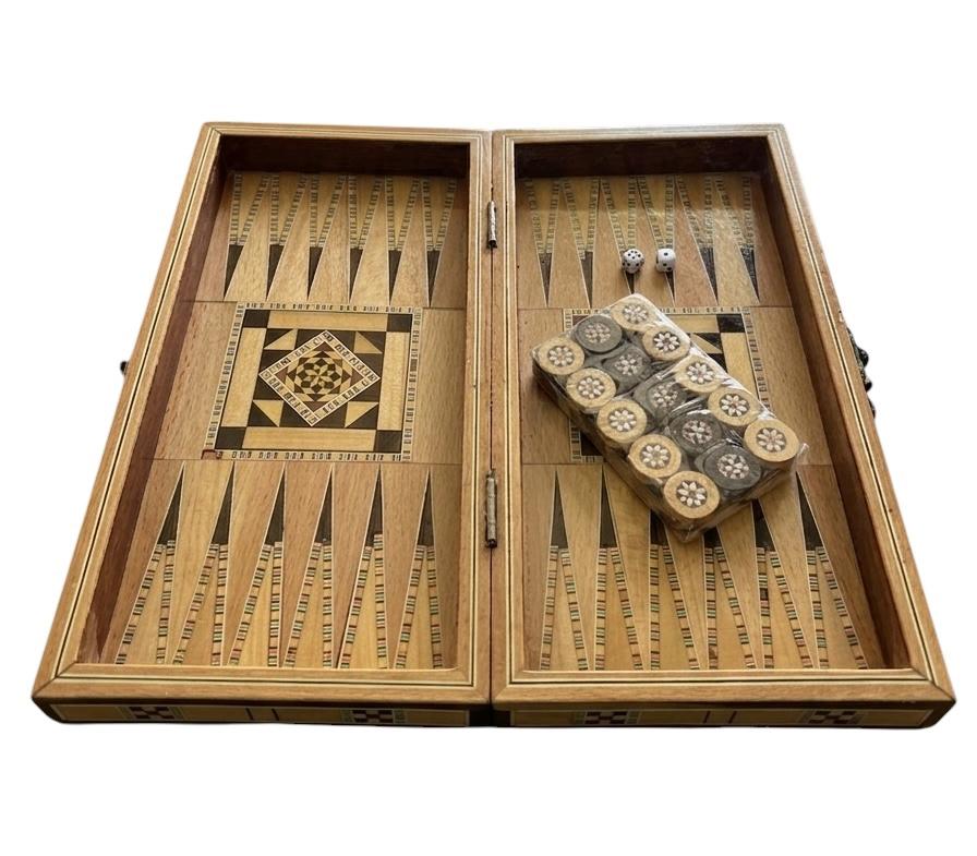 Wooden Chess & Backgammon Board Game