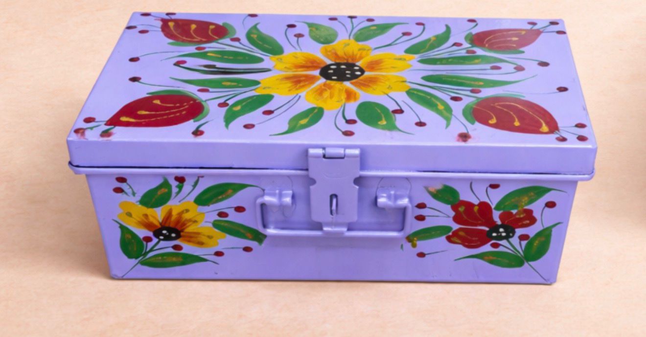 Floral Metal Storage Box –